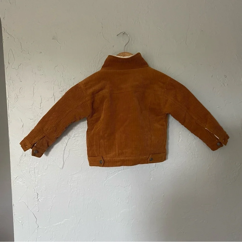 Splendid Brown Corduroy Kids Jacket White Sherpa Lining Fall School 18-24 mos